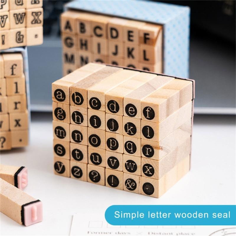 30Pcs Wood Craft Stamp Vintage Scrapbooking Stamp Wood Letter Stamper for Card Making Scrapbooking Journal Planner Albu