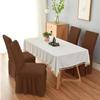 3D Seersucker Chair Cover Long Skirt Chair Covers for Dining Room Wedding Hotel Banquet Stretch Spandex New Home Decor High Back