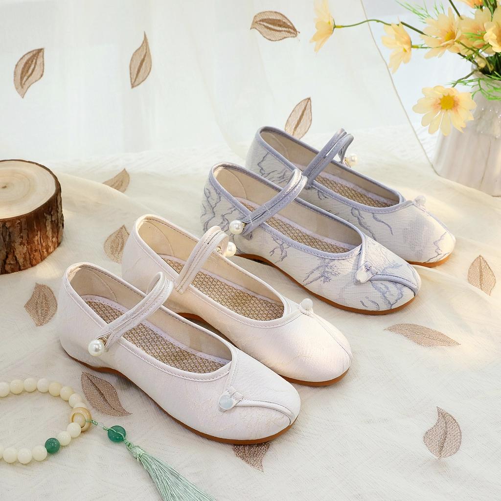 [Yuanshan] 2024 Summer New Chinese Style Retro Embroidered Cloth Shoes Temperament Cheongsam Old Beijing Embroidered Women's Shoes