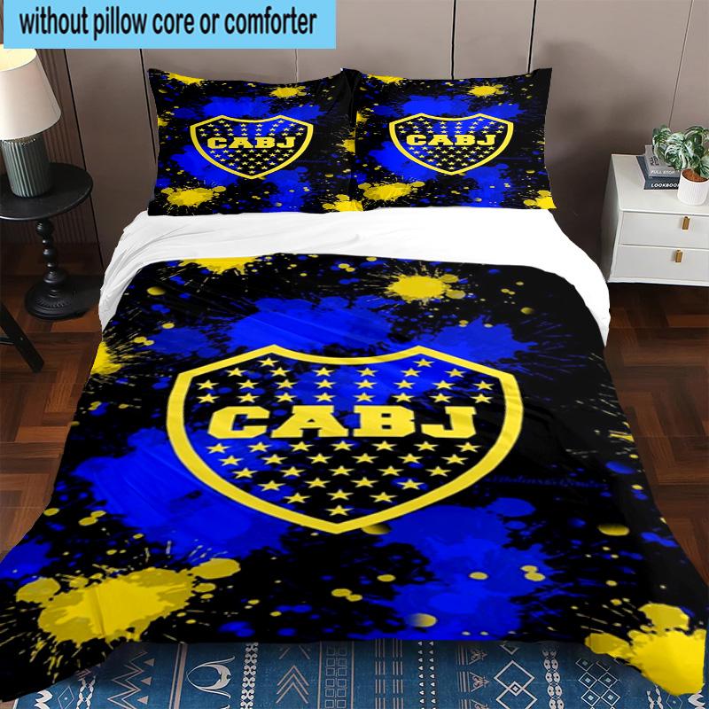 3pcs Boca Juniors Football Club Design Bedding Set Duvet Cover Closure Includes 1 Duvet Cover & 2 Pillowcases Bedding Sets Home Decor Gifts