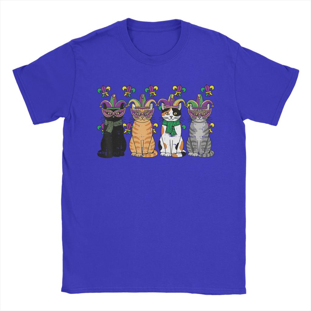 Mardi Gras Cats Fat Tuesday Carnival Kitten T Shirt Beach Harajuku T Shirts Unisex Cotton ONeck Oversized Tees Short Sleeves Tops