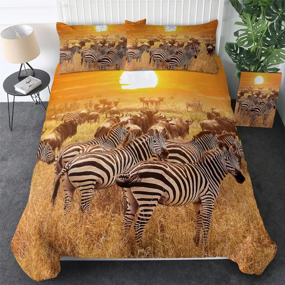 3D Animal Bedding Set Quilt Cover Zebra Pattern Duvet Cover With Pillowcases Full Queen King Soft Comforter Cover Home Textile