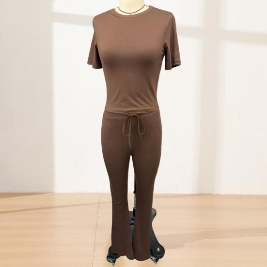 Women's 2 Piece Lounge Sets Short Sleeve Crop Top And High Waist Wide Leg Pants Matching Tracksuit Summer Casual Workout Outfits