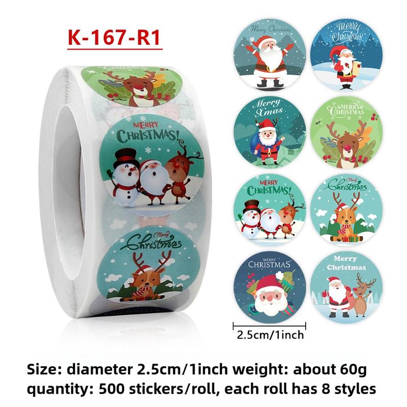 500PCS/Roll Samolepka vánoční role Těsnící nálepka Sváteční dekorace Vynikající nálepka Pouzdro na telefon Pouzdro na telefon s vodou Nálepka na tablet
