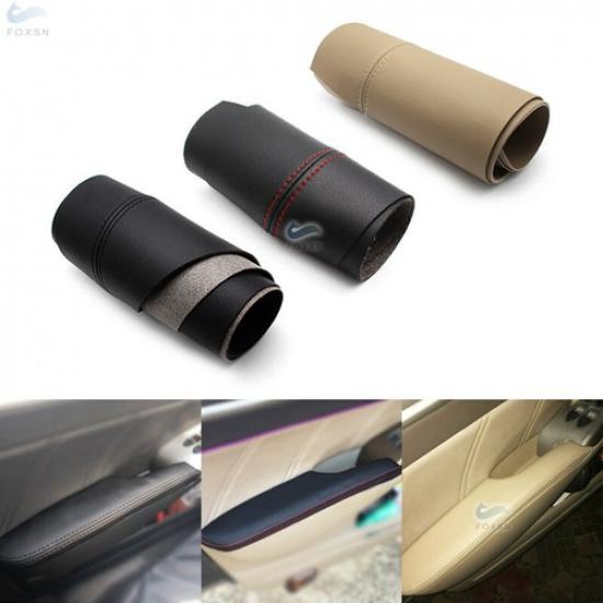 Black Leather 2*FRONT Door Armrest Cover For Honda Civic Sedan 2006-2011
