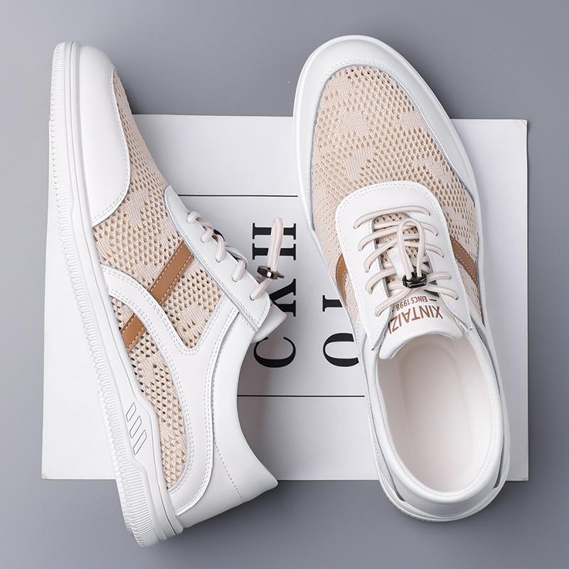 Móda Letní Móda Nové Pánské Vzdušné Síťované Prodyšné Smíšené Ležérní Boty Pánské Bílé Černé Sportovní Vycházkové Tenisky Ploché Boty Mokasíny