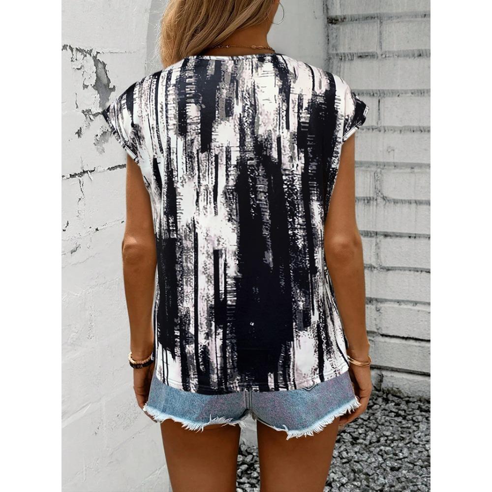 Women's Summer Work Blouse V Neck Short Sleeve Lapel Shirt Top Tunic