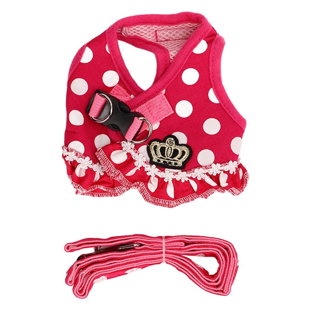 Soft Webbing Dog Harness Leash Set Pink Tone Puppy Outdoor Harness Daily Walking