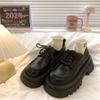 Small leather shoes women's autumn new thick-soled shoelaces soft-soled muffin retro versatile loafer single shoes