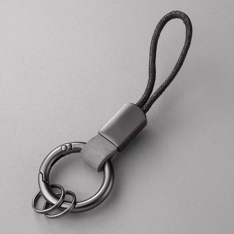 Genuine Leather Keychain Ring - Creative Pendant Keyring for Men & Women