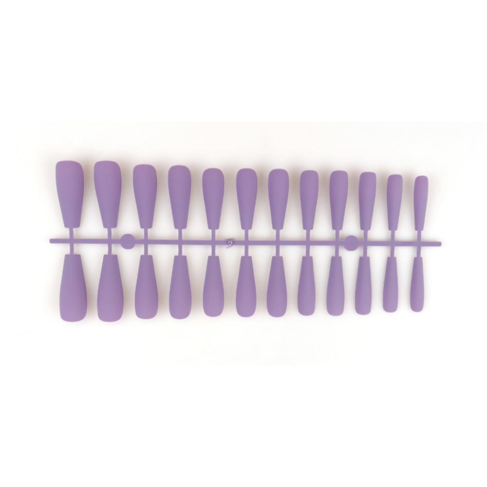 24pcs/set DIY Quick Nails Lengthened Ballet Matte T-shaped False Nails Multi-color Strips Finished Wear Manicure