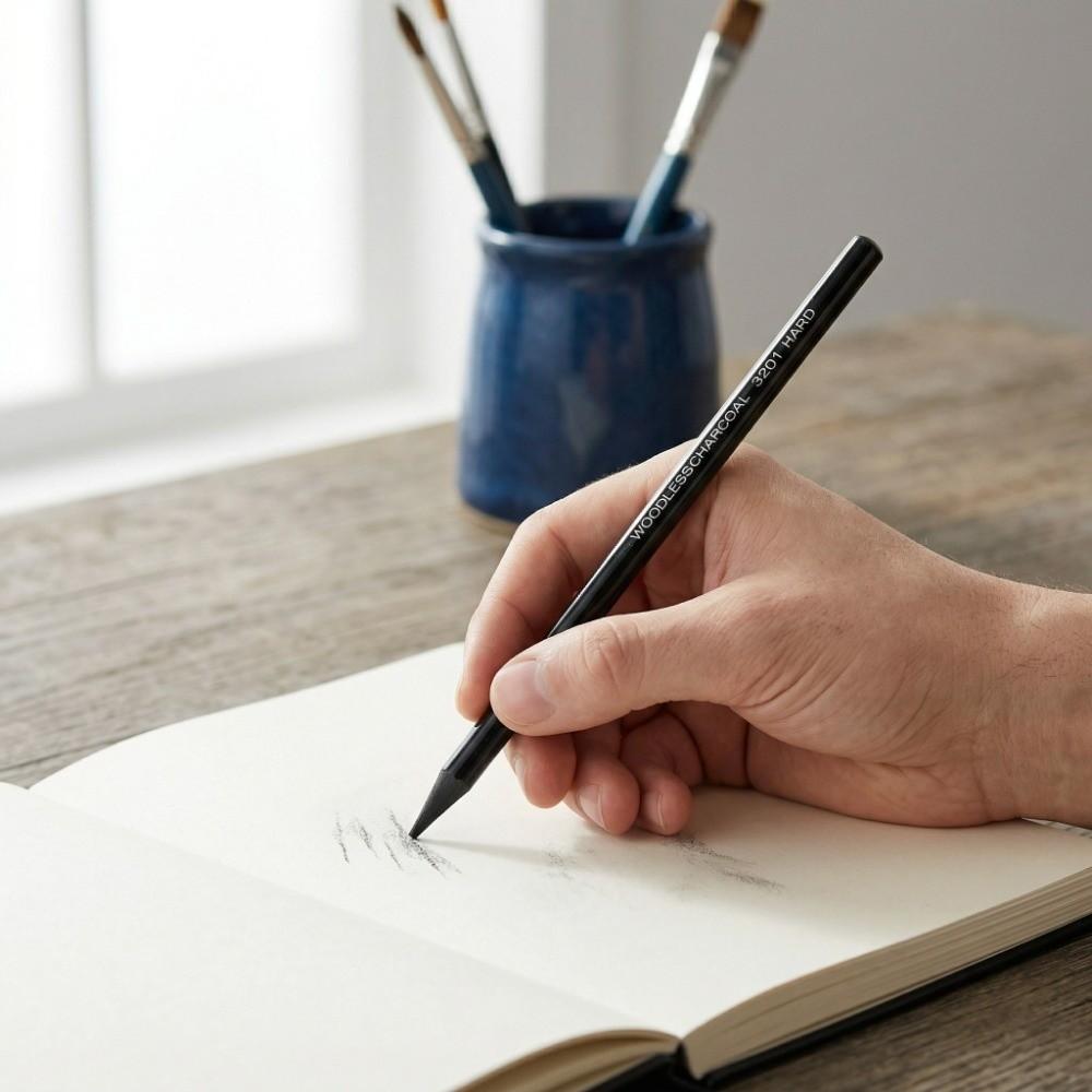 3 matite a carboncino senza legno, dure, medie e morbide, per disegno e schizzi, ideali per artisti.