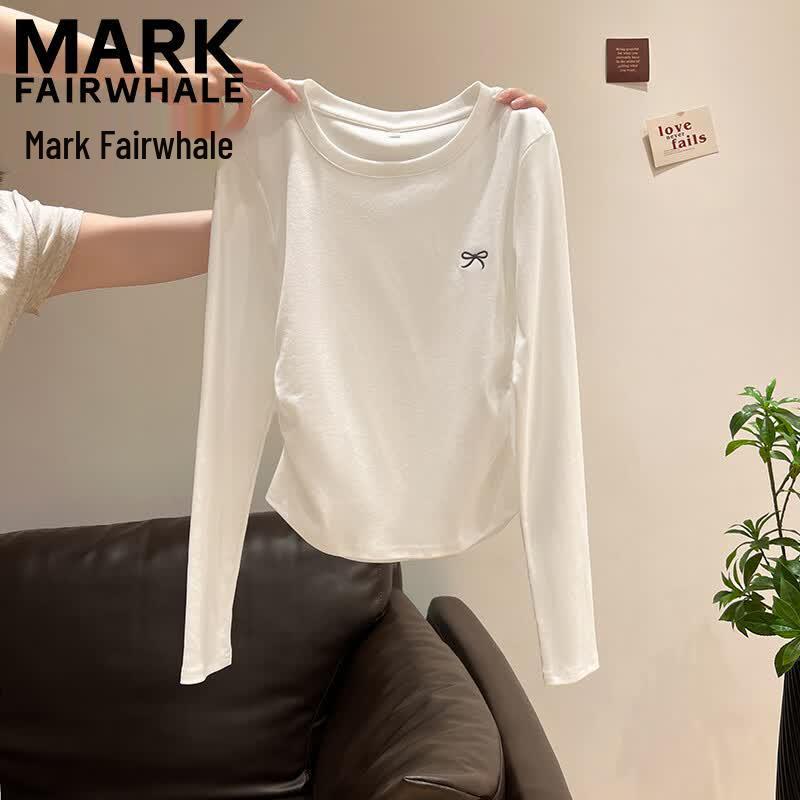 Mark Fairwhale Women's Autumn Pleated Bow Long-Sleeve T-Shirt