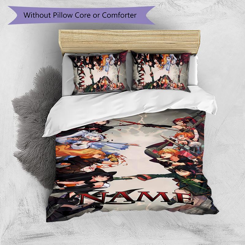3pcs Custom Name RWBY Volume Bedding Set Duvet Cover Closure Includes 1 Duvet Cover & 2 Pillowcases for All Seasons Bedroom Decor