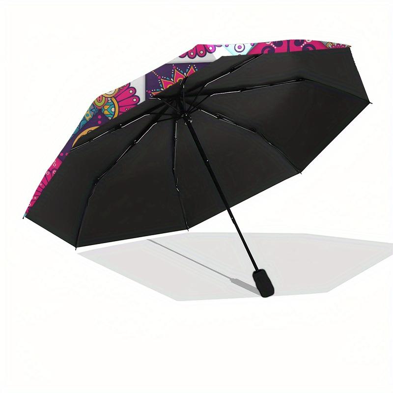 Colorful Mandala Patterned Fabric Squares for Quilting and CraftingUmbrella, Portable 3-Fold Compact Umbrella,Christmas Gift ES435