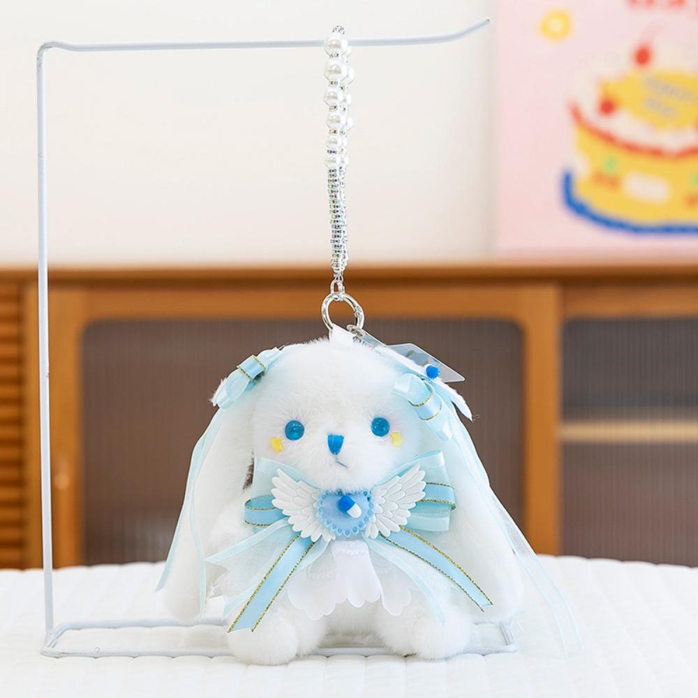 Cartoon Plush Rabbit Keychain Princess Pearl Dress Drooping Ear Rabbit Pendant  Girl's Toy
