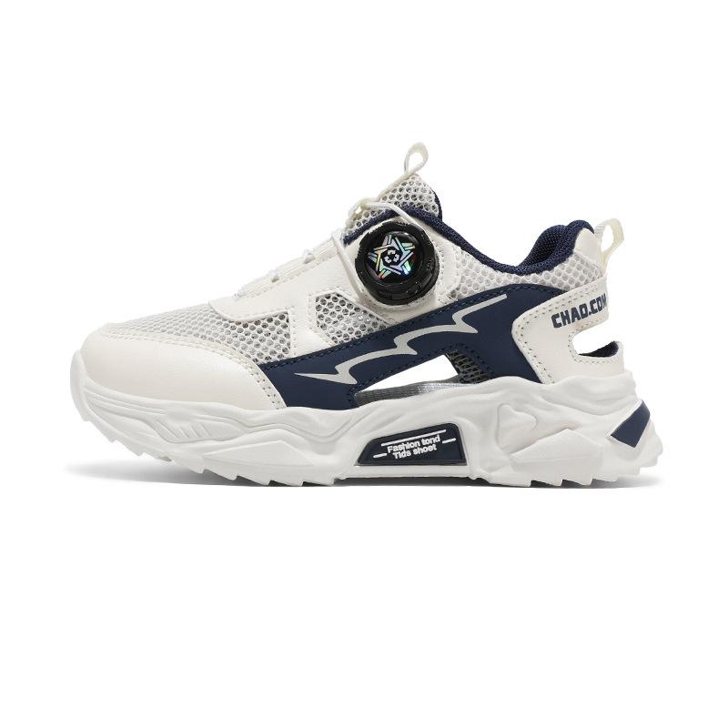 Boys' Sports Shoes 2025 Summer New Children's Primary School Students Rotating Button Breathable Casual Soft-soled Running Shoes