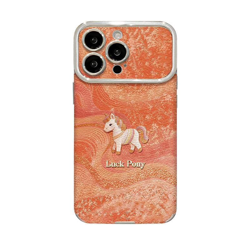 Lucky pony lanyard is suitable for Apple 17promax mobile phone case mate80 electroplating sticker 16 high-value girls