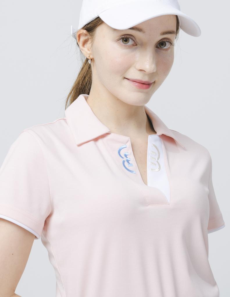 DOYOUKNOWMC 24Ss Open Neck Shirt Collar Light Pink Short Sleeve T-Shirt