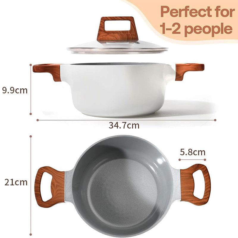 Nonstick Stock Pot Induction Soup Cooking Pot with Lid 2.6L Granite Casserole Stews Soup Pot Pasta Spaghetti Cooking Pot
