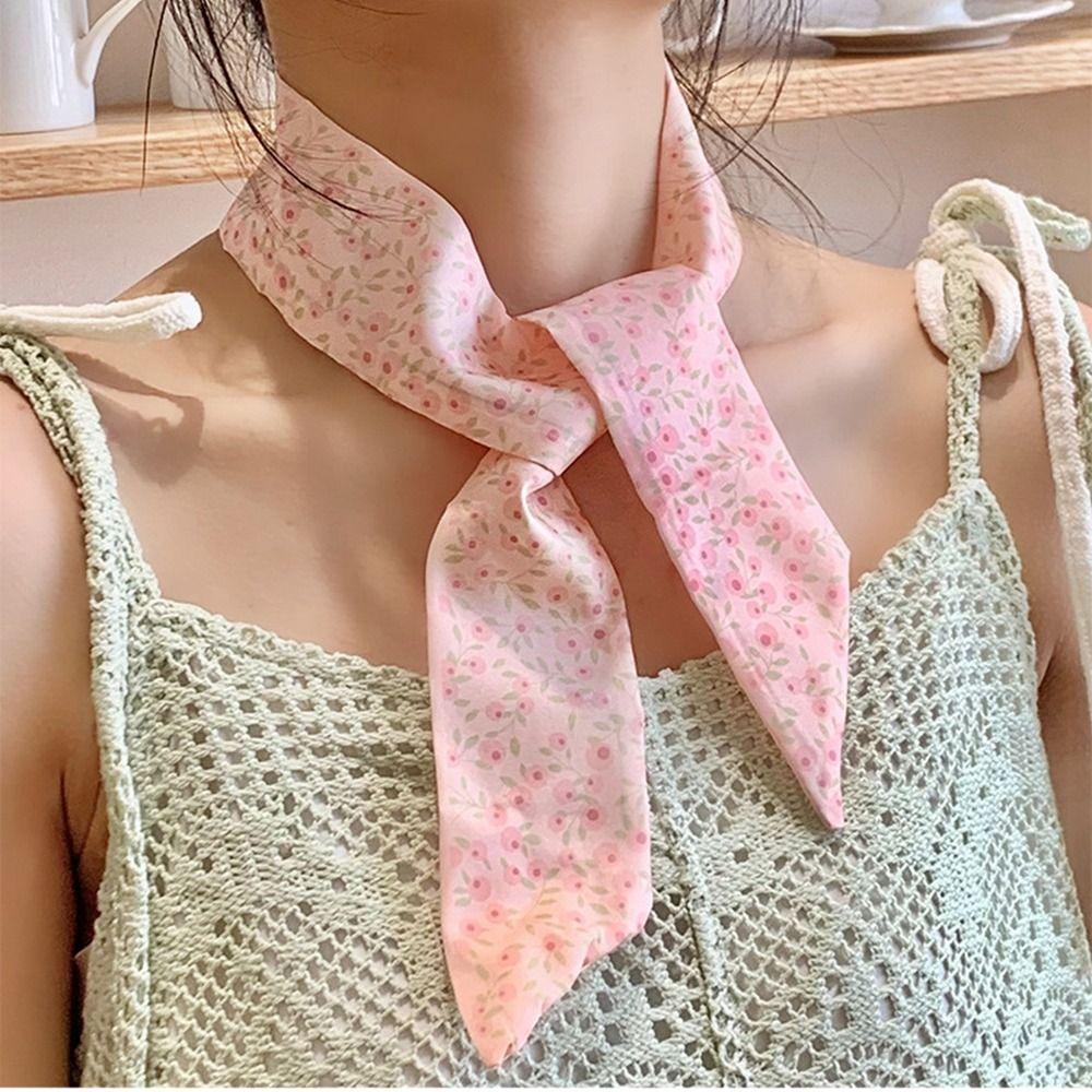 Retro Floral Scarf Ribbon Long Scarves Fashion Scarf Headband  Spring Summer