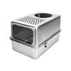 Stainless Steel Cat Litter Box Fully Enclosed Anti-Splash Cats Toilet Metal Kitty Washroom Rustproof High Sided Cat Bedpans
