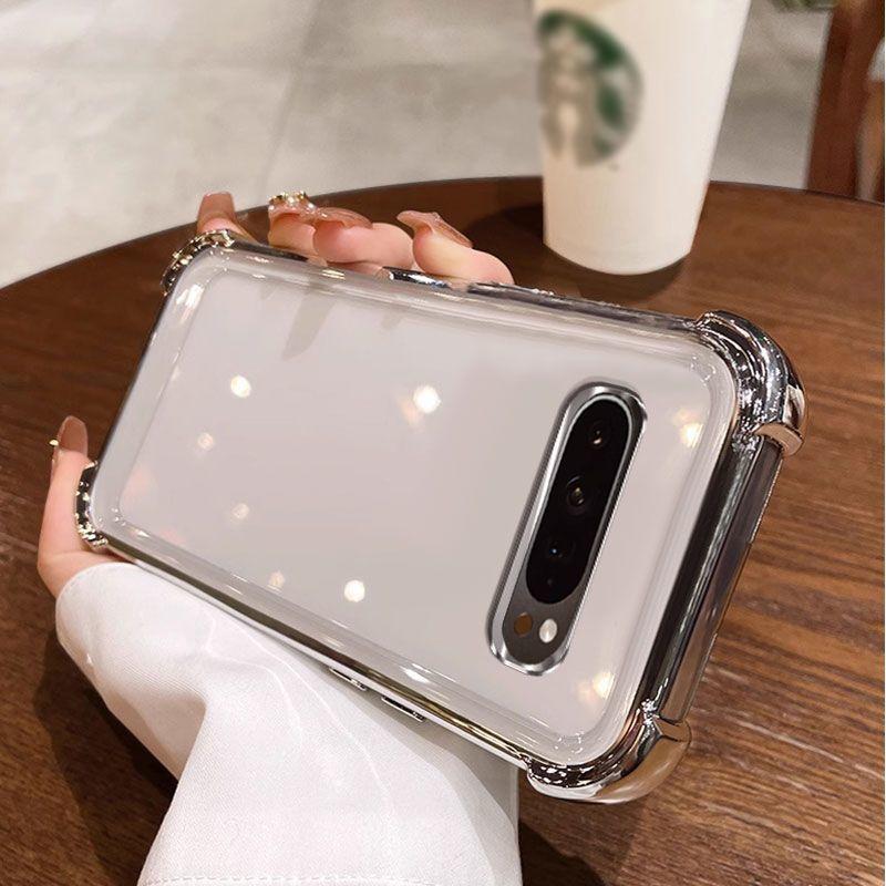 

Прозрачный Противоударный Силиконовый Чехол с Покрытием для Google Pixel 10 9 8 7 Pro XL 9A 8A 7A Мягкая Задняя Крышка Google Pixel 7a серебряный