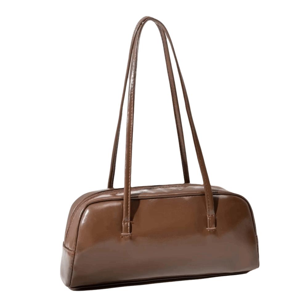 

Large-Capacity French Stick Bag PU Leather Single-Shoulder Bag Boston Underarm Bag Summer коричневий