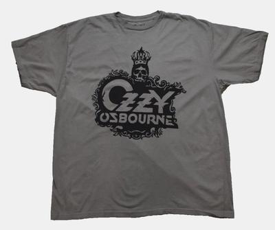 Ozzy Osbourne Mens Ozzy Osbourne Crown Skull Logo Gray Shirt New Large