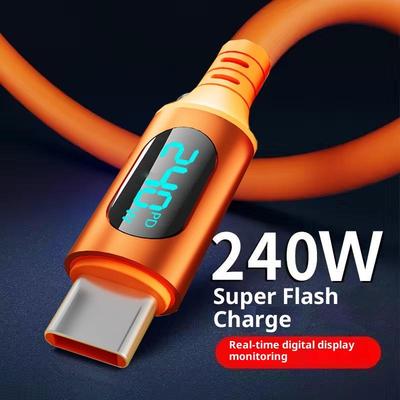 1Pcs 6A USBC To Type C Fast Charging Cable 240W USB Type C LED Digital Display Cable For HUAWEI Charge Cord Accessories