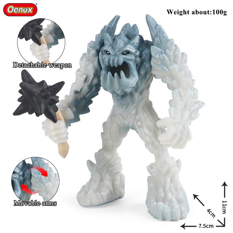 Oenux Original Savage Dinosaurs Myth Dragon Animals Model Fire Bull Octopus Monster Crab Action Figures Kids Collection Toy Gift