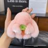 Rex Rabbit Fur Plush Toy Bag Keyring - Cute Handmade Rabbit Pendant