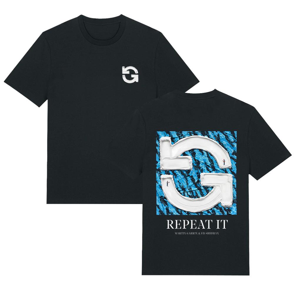 Garrix Ed Sheeran Repeat It T Shirts Pure Cotton Short Sleeve T-shirt Men s Women s Clothe Y2k Tops XS чёрный