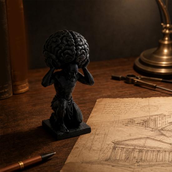 Desktop Ornament, Stress Relief Dark Matte Texture Figure, 3D Printed Funny Brain Sculpture for Office Study