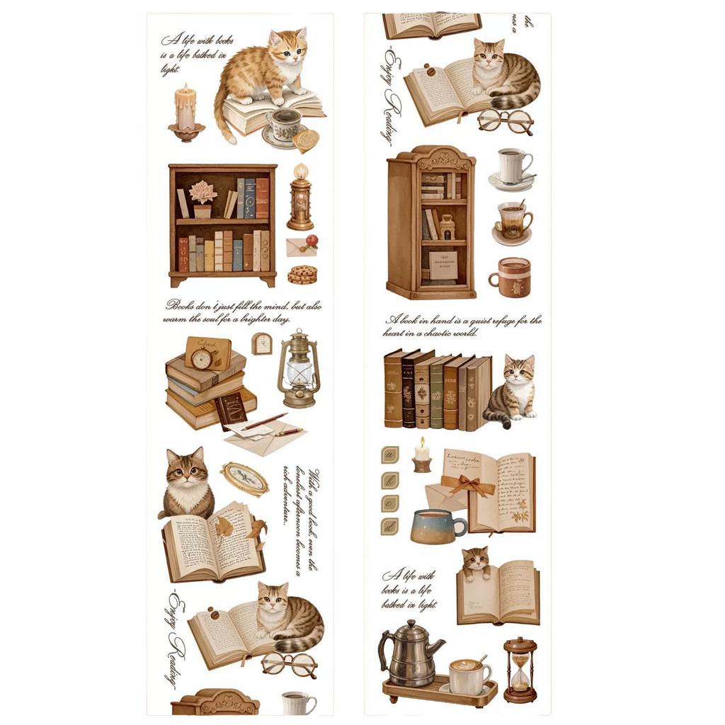 Washi Tape Retro Coffee Cat Pattern 5cmx2m for Journal Decoration Scrapbooking and DIY Crafts