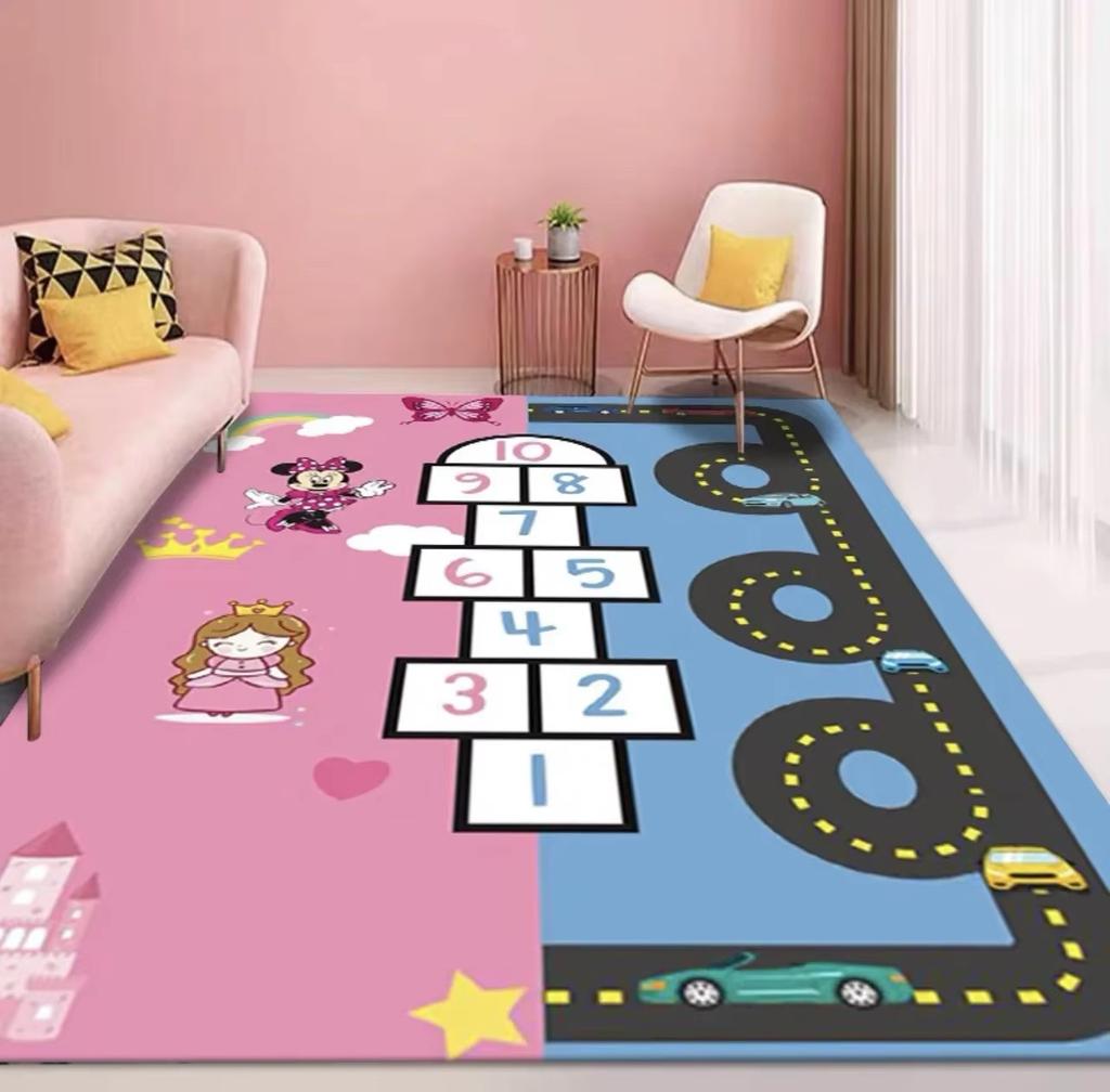Cartoon Hopscotch Carpet Non-Slip Children's Room Study Table and Chair Mat Kindergarten Play Floor Mat Home Decoration