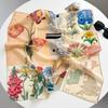 New spring and summer light and breathable 61 * 61cm square scarf versatile printed mulberry silk cotton blended women's silk scarf