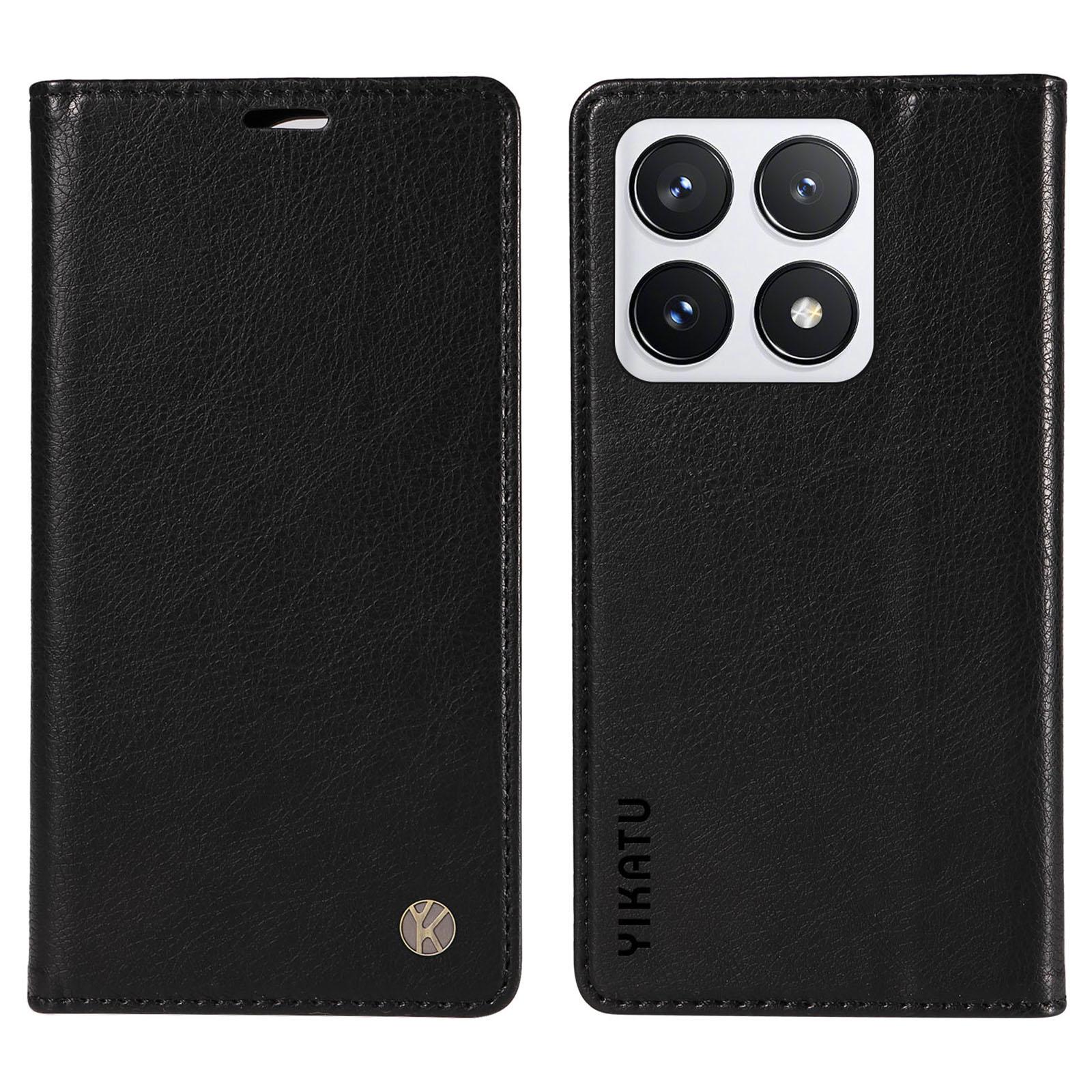 

Для Xiaomi 14T Pro Чохол-гаманець Шкіряний чохол з лічі Магнітний Автоматично всмоктується Black