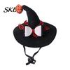 Pet Halloween Hat Cat Wizard Hat, Bent Pointed with Pumpkin Bell, Sequined Bow Festive for Cats Small Dogs Stiff Felt