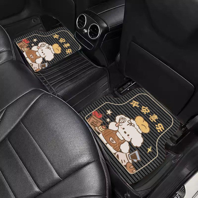 Cute Cartoon-Style Car Floor Mats, Dirt-Resistant and Soil-Scraping Resistant, Universal and Customizable Diatomaceous Earth One-Piece Car Carpet Mats