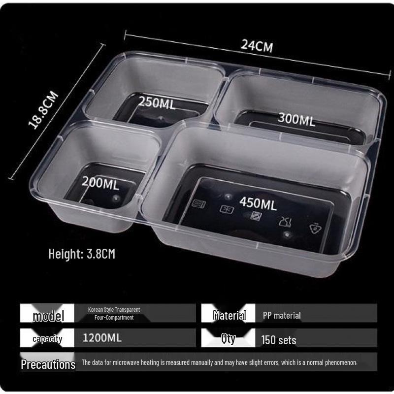Custom Multi-Compartment Disposable Food Containers - 4, 5, or More Compartments - Takeaway Bento Fast Food Boxes, Rectangular Lunch Boxes