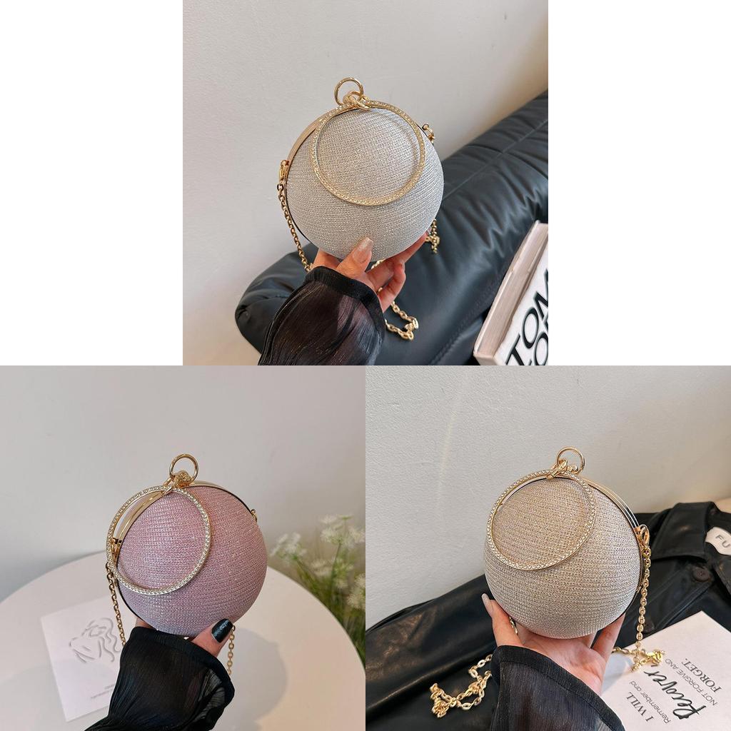 Borsa a Spalla Circolare in Catena Street Style con Zip per Uso Quotidiano