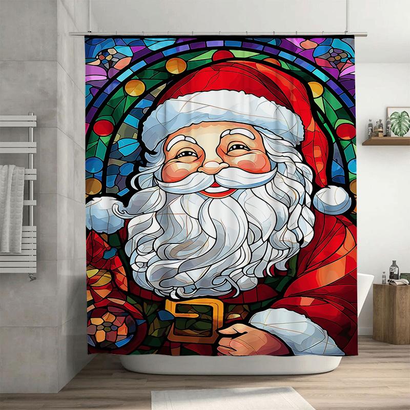 

Tuniu Festive Santa Claus Shower Curtain Christmas Bathroom Decor Funny Holiday Print Waterproof Fabric W60H190(CM)-1 Pcs