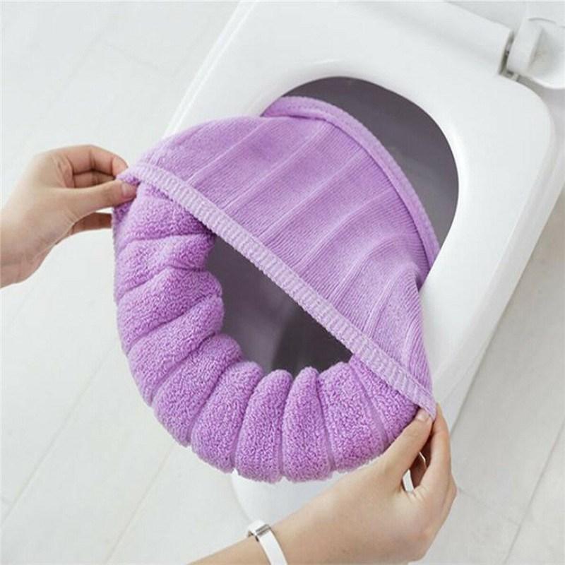 Toilet Seat Covers Bathroom Practical Winter Convenient Knitting Fabric Warm Mat Soft Pad