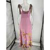 Rochie Maxi cu Bretele Legate la Umeri pentru Femei, Imprimeu Floral, Talie Empire, Rochie de Soare pentru Vacanță de Vară pe Plajă