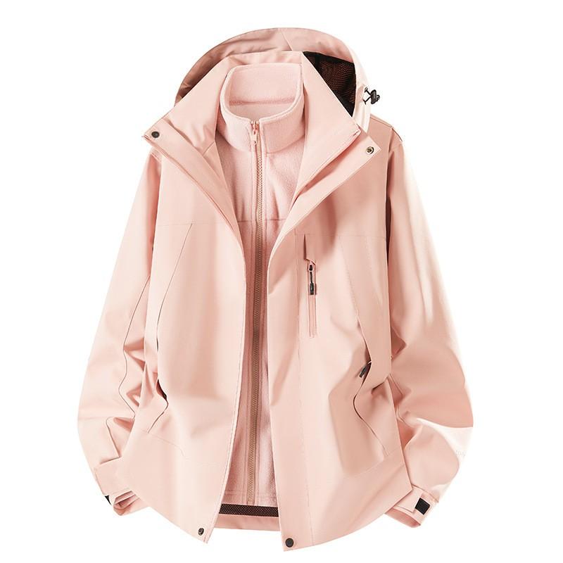Men Women 3-in-1 Waterproof Windproof Hiking Jacket With Removable Fleece Liner Outdoor Camping Trekking All Season