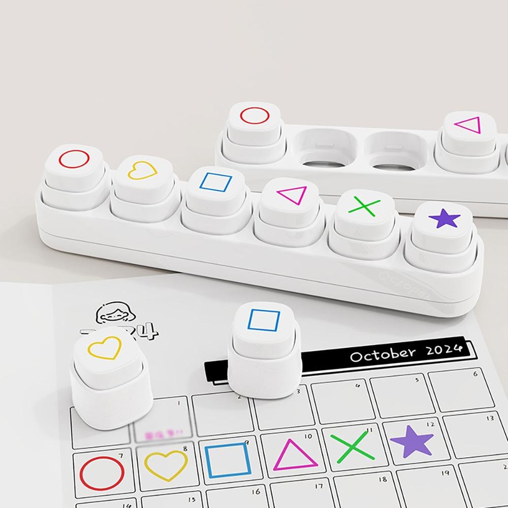 

6-in-1 Color Seal DIY Scrapbooking Seal Creative Stamp Set Students School Stationery белый