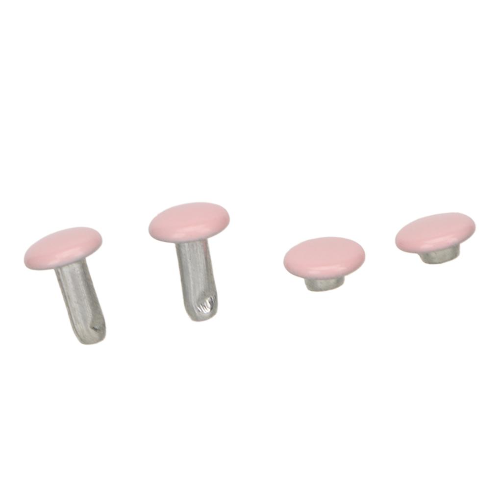 500 Sets Leather Rivets 6x8mm Electroplated High Strength Metal Widely Used Double Cap Rivets for Hat Belt Shoes Pink