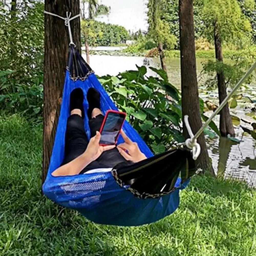 Breathable Mesh Hammock Portable Outdoor Camping Swing Sturdy Ice Silk Hanging Bed  Backyard