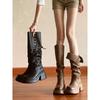 Pleated Pile Boots Two Wear Brown Boots Women's 2025 Thick Sole But Knee Small Tall Knight Boots